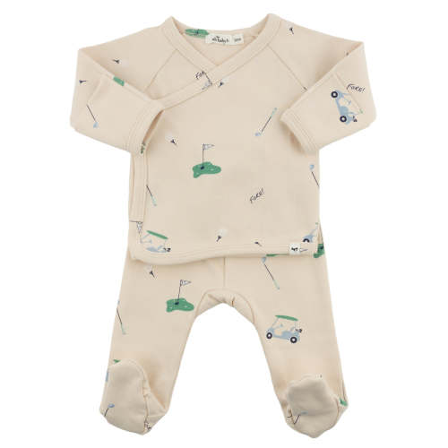oh baby! Kimono Footie Set - Golf - Natural