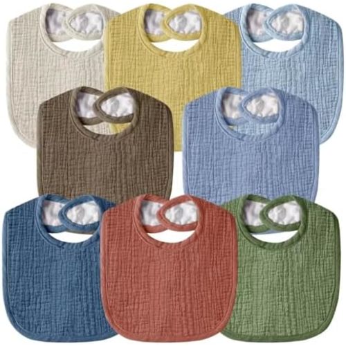 Muslin Cotton Baby Bibs for Unisex Boys Girls, Drooling & Teething & Eating