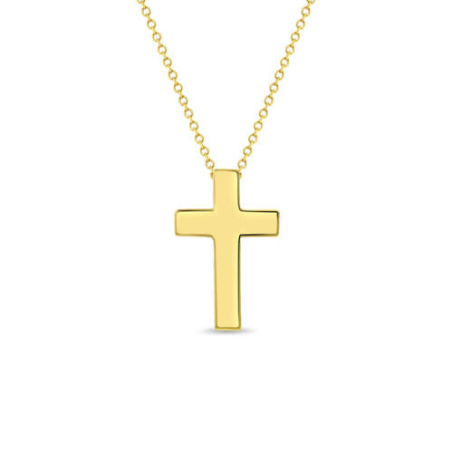 14k Gold Star Cutout Cross Kids Necklace