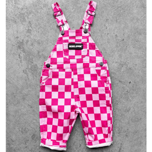 Overalls in Bubble Gum Checkered