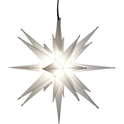 Elf Logic 12" Bright White LED Moravian Star Tree Topper - Hanging Outdoor/Indoor Christmas Tree Star Topper Light - Use as Holiday Decoration, Porch Light, Wedding and Ballroom Venue Decor