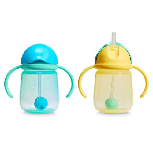 Munchkin Any Angle™ Weighted Straw Cup - 7 Ounce / 2 Pack / Blue/Yellow