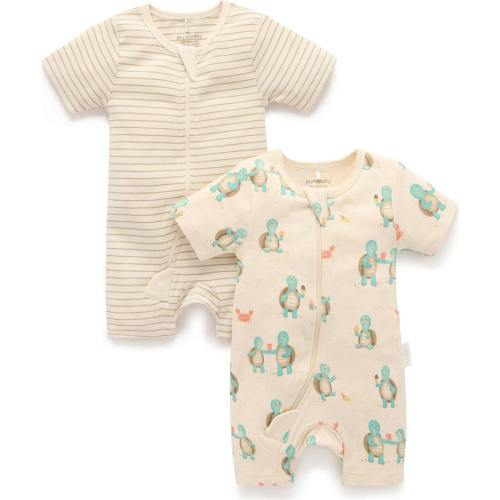 2 Pack S/Slv Digital Growsuit Hungry Turtles Print