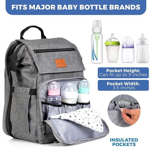 PILLANI Baby Diaper Bag Backpack - Large Bag for Boys & Girls, Waterproof Diaper Backpack - Travel Diaper Bags w/Changing Pad, Baby Registry Search & Shower Gifts - Essentials Must Haves Newborn Stuff