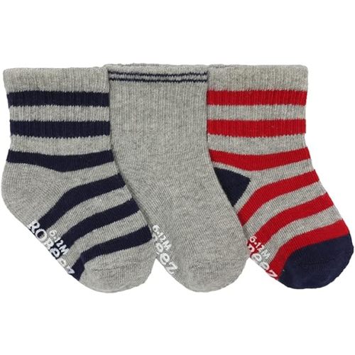 Robeez Boy's Baby, Infant, Toddler Soft Cotton Non-Slip Socks/Kickproof Seamless Design (3 Pack)