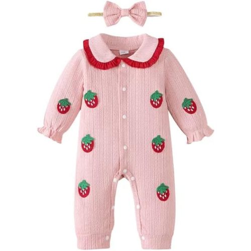 Mioglrie Newborn Baby Girl Outfits Infant Fall Winter Knit Romper Jumpsuit