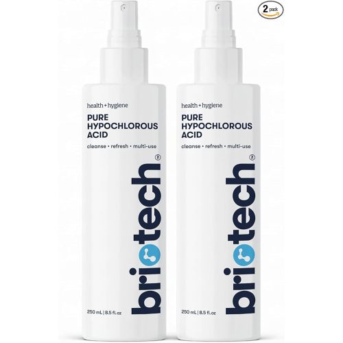 BRIOTECH Pure Hypochlorous Acid Spray and Cleanser, Original Premium HOCl Topical Solution, Multi-Purpose Cleaner, Family Approved & Pet Friendly, 8.5 fl oz (2 Pack)