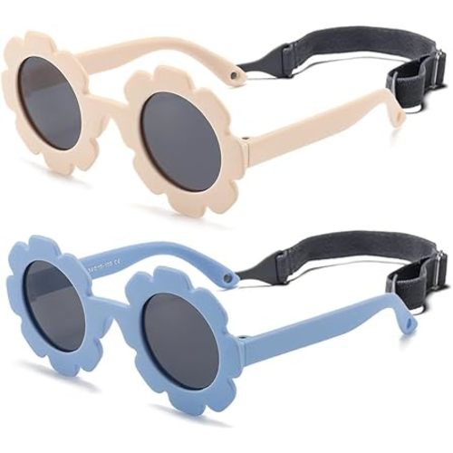 Baby flower Sunglasses with Strap girls polarized sunglasses Flexible Bendable Newborn UV400 Sunglasses for 0-24 months