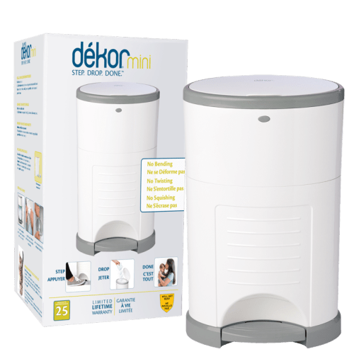 Dekor Mini Hands-Free Diaper Pail, White
