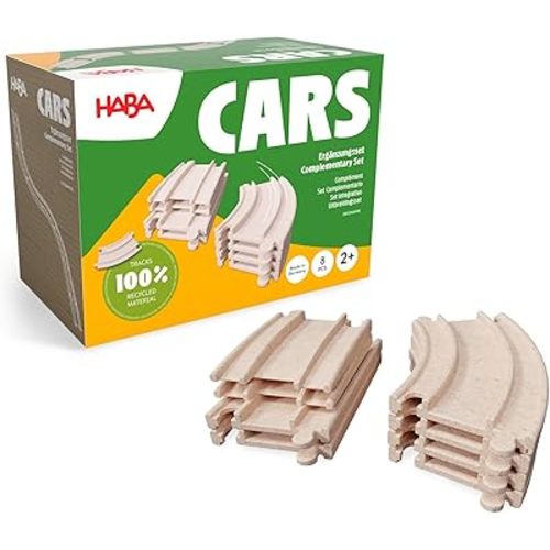 HABA Cars Expansion Set - 8 Pieces of Track - Sustainable Made from Recycled Wood - for Children from 2 Years