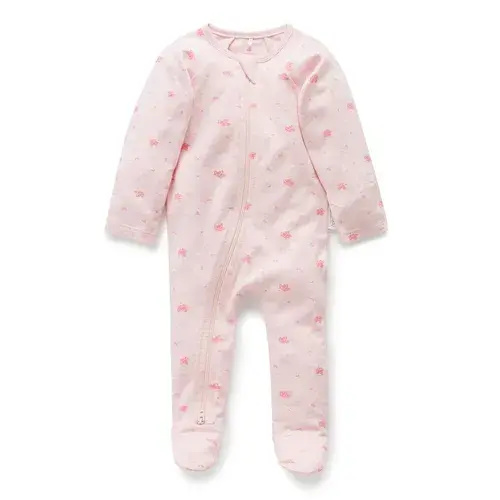Purebaby Essential Zip Growsuit Blossom Pink | Baby Bunting AU
