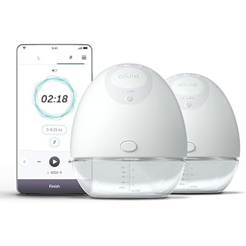 Elvie Breast Pump - Double, Wearable Breast Pump with App - The Smallest, Quietest Electric Breast Pump - Portable Breast Pumps Hands Free & Discreet - Automated with Four Personalized Settings