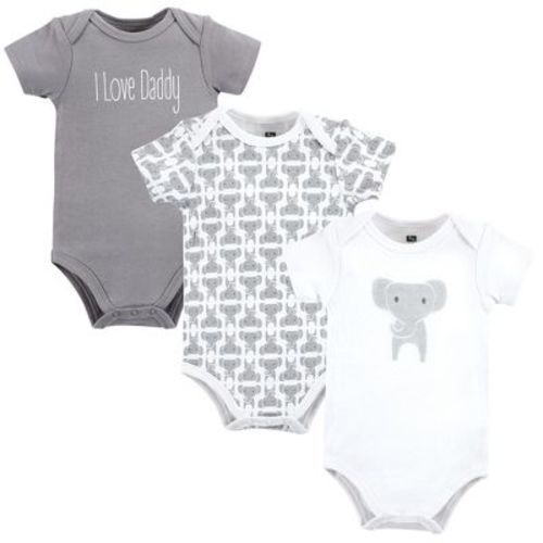Hudson Baby Infant Baby Cotton Bodysuits 3-Pack, Modern Elephant, 3-6 Months