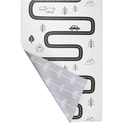 Baby Care Play Mat (Medium, Nordic Trails - Morning Fog Arrows) 73’’ x 49’’ Original One-Piece Reversible Rollable Waterproof Play Mat for Infants, Babies, Toddler, and Kids