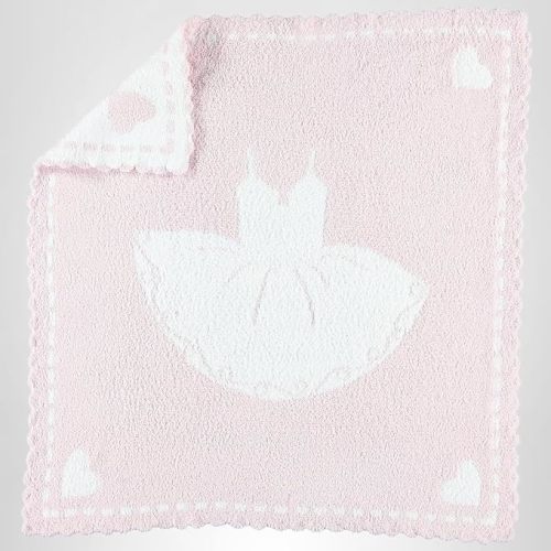 Barefoot Dreams CozyChic Scalloped Receiving Blanket - Pink & Tutu,30" x 32"
