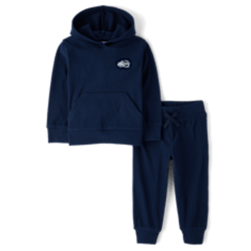 Baby And Toddler Long Sleeve Embroidered Patch Sueded Rib 2-Piece Outfit Set - BLUE | The Children's Place CA
