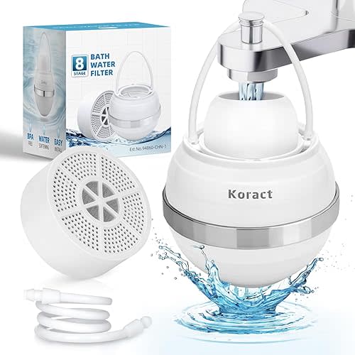 Bath Filter for Tub Faucet with Overflow 8 Stage Bathtub Water Filter to Remove Contaminants, Chlorine and Fluoride, Hard Water Softener to Improves Skin and Hair for Family