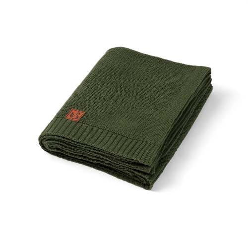 Classic Knit Cotton Baby Blanket in Forest Green