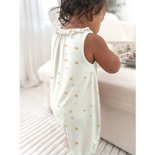 Duck Cream Bamboo Viscose Bubble Tank Romper | günamüna