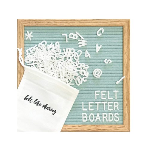 Seafoam Green Felt Letter Board Set – Oak Frame, 300 White Letters