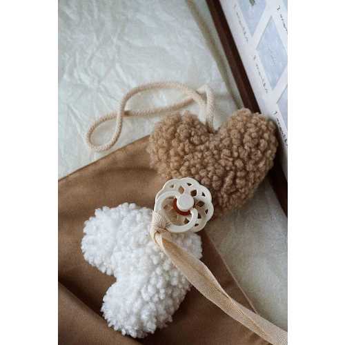 Handmade Teddy Plush Heart Pacifier Holder: Newborn Sleep Toy