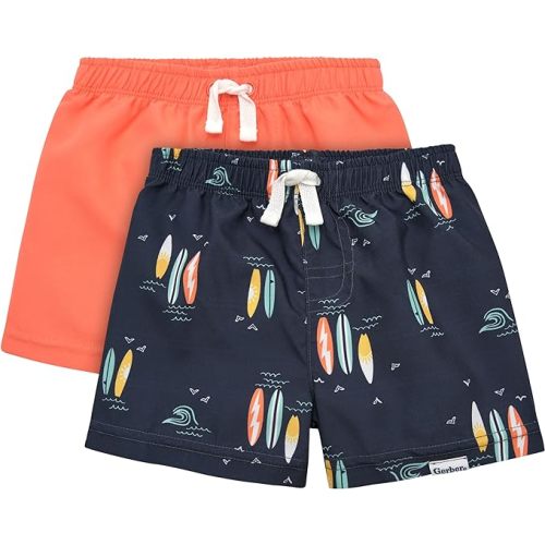 Gerber Baby Boys' Toddler 2-Pack Swim Trunks