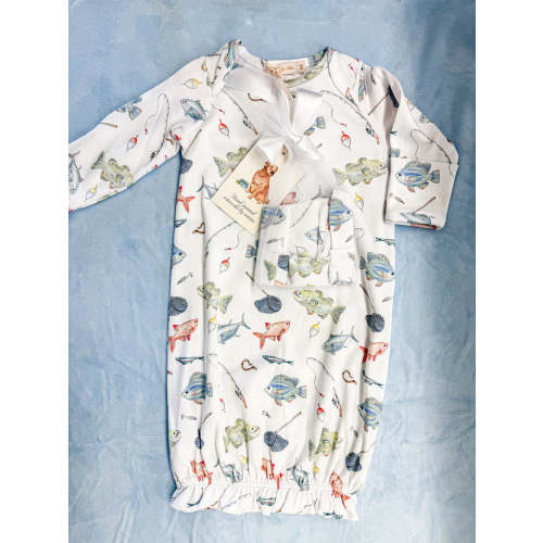 Baby Club Chic Fishing Day Gown and Hat Set