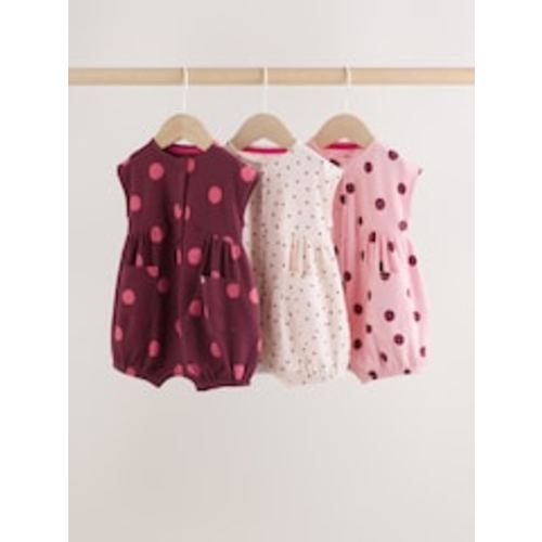 Buy Pink Polka Dot Button Through Baby Rompers 3 Pack from Next USA