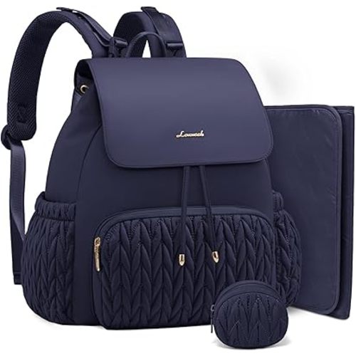 LOVEVOOK Diaper Bag Backpack, Small Baby Bag, Cute Baby Diaper Bag, Stylish Water-Resistant Travel Baby Bag for Mom, Baby Backpack with Changing Pad, Stroller Straps -Blue