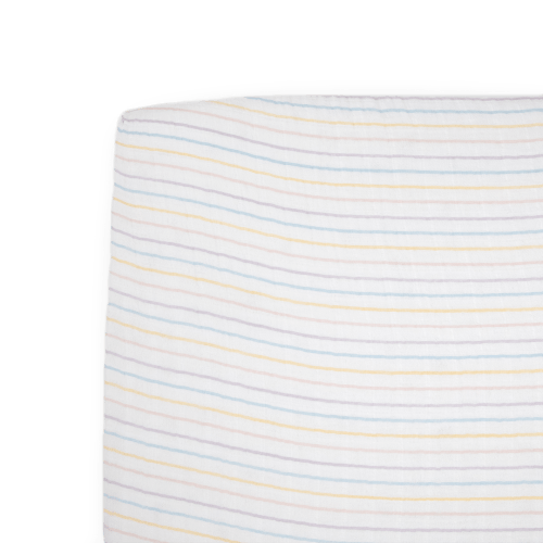 Cotton Muslin Crib Sheet - Unicorn Stripe