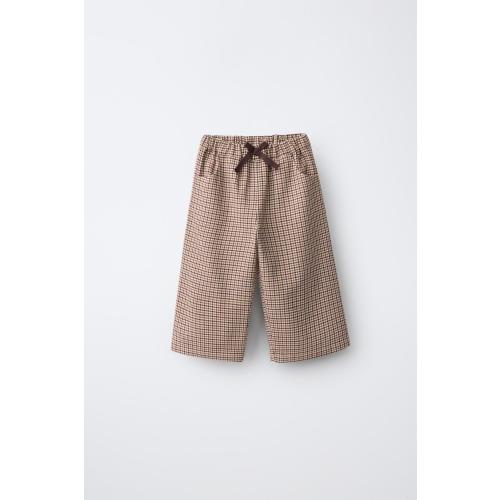 GINGHAM CULOTTE PANTS - taupe brown | ZARA United States