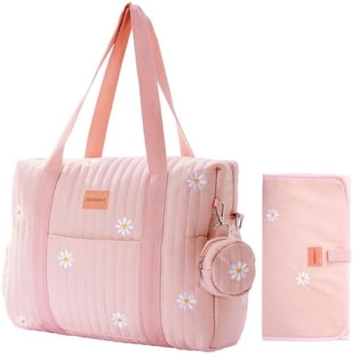 3pc Diaper Bag Tote Set, Hospital Bag for Labor & Delivery, Maternity Travel Bag with Changing Pad & Pacifier Case