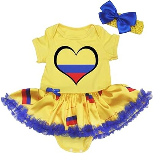 Petitebella Colombia Heart Baby Dress Nb-18m