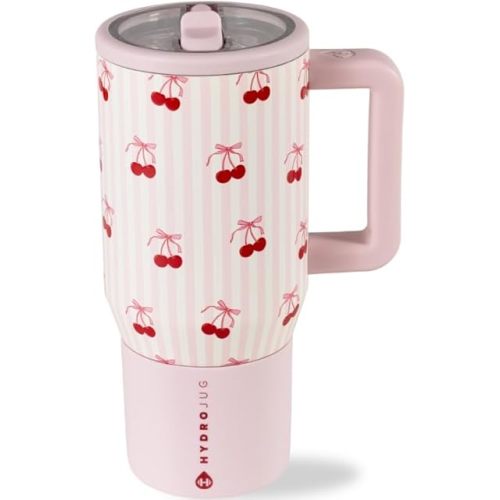 HydroJug Kids - 20 oz Insulated Kids Water Bottle with Flip Straw & Handle | Leak-Proof & Durable | Perfect for School, Sports, Lunch, Travel & Camp, Sweet Cherry