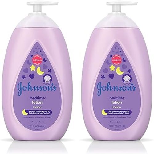 Johnson's Calming Bedtime Baby Lotion, Hypoallergenic and Paraben Free, Twin-Pack, 2 x 27.1 fl. oz