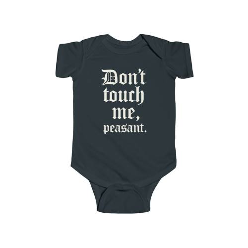 Don't Touch Me Peasant | Funny Goth Metal Baby Clothes Bodysuit | Cool Alternative Gothic Black One-Piece Rock Star Baby Shower Gift
