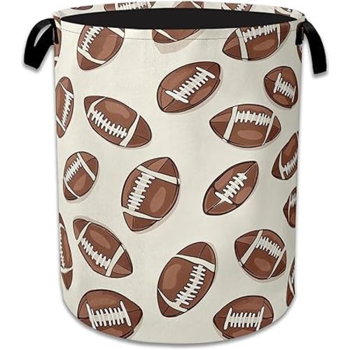 America Football Laundry Basket Collapsible Laundry Hamper with Handle, Oxford Clothes Toy Storage Bin for Bathroom Bedroom Room Decor, Gift Basket 16" X 20.8"