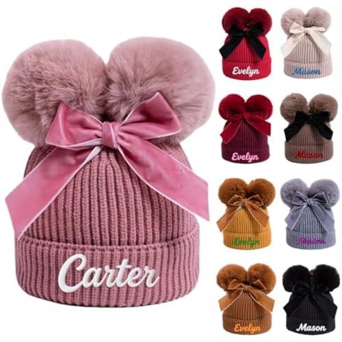 lanleay Custom Toddler Baby Beanies Personalized Baby Kids Knit Hat
