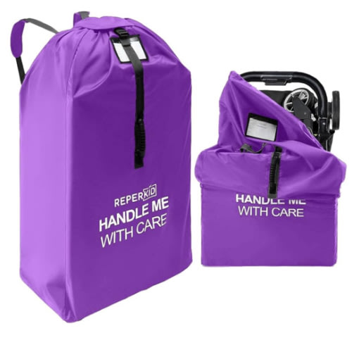 reperkid Large Stroller Bag for Airplane Travel, Purple, 47" H x 24" W x 15" D, Fits Most Large, Single, Double, Jogging Strollers – Premium Waterproof Cover, Adjustable Shoulder Straps