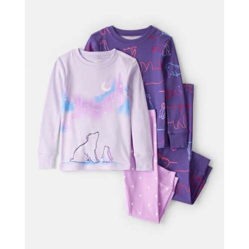 Baby Girl Polar Bear & Penguin 100% Cotton Snug Fit 4-Piece Pajamas - Purple - Carter's | Carter's