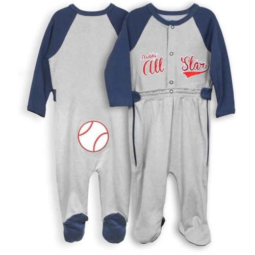 Spencers H73103-12 9-12 Months Zip Leg Sleeper - Daddys All Star - Baseball, Blue