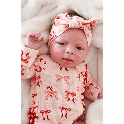 Christmas Bamboo Waffle Bow Headwrap | Peppermint Bows