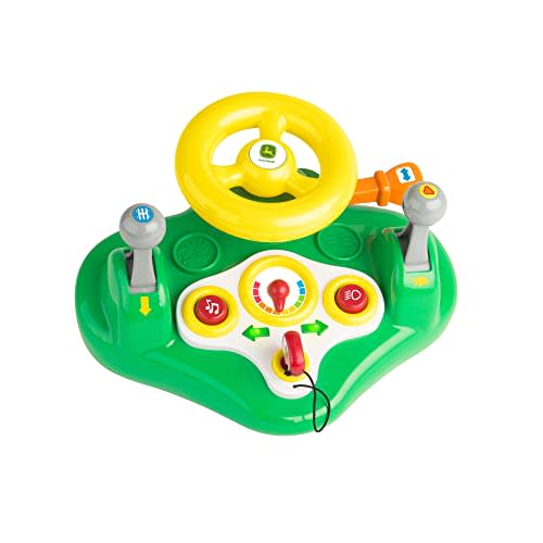 TOMY John Deere Busy Driver Steering Wheel Toy - Tractor Toy Activity Center for Toddlers - 12 Interactive Activities with Lights and Music - Ages 12 Months and Up