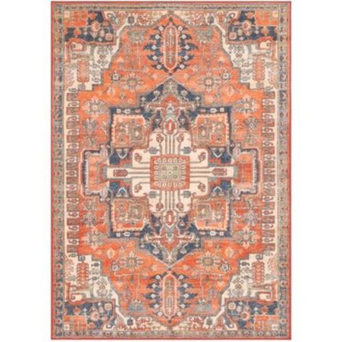 Journey JNY100 Machine Washable Skid-Resistant Power Loomed Indoor Accent Rug - Rust/Navy - 4'4"x6'4" - Safavieh