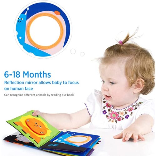 beiens Soft Baby Books, High Contrast Black and White Books NonToxic Fabric Touch and Feel Crinkle Cloth Books Early Educational Stimulation Toys for Infants Toddlers, Baby Girl & Baby Boy Gift Animal - Animal Theme