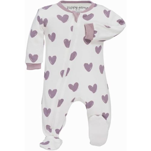 ZIPPYJAMZ Baby Sleepers, Organic GOTS Cotton, Footed Pajamas with Inseam Zipper