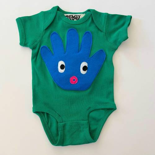 Handmade Funny Face Applique Baby Bodysuit: Unique Cotton Onesie