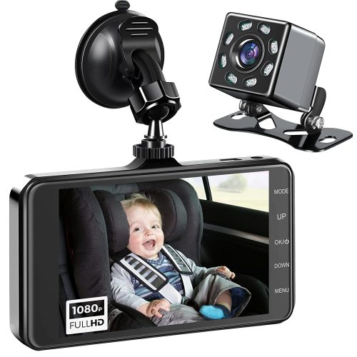 Zacro Baby Car Mirror Camera, Back Seat Baby Car Camera with 1080P Night Vision Car Mirror Display,170° Wide Angle, 12V Cigarette Lighter, Easily Observe the Baby’s Move