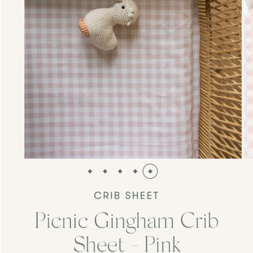 Picnic Gingham Crib Sheet - Pink