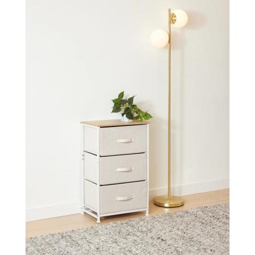 Linen Look 3 Drawer Chest - Beige - Beige - Miscellaneous